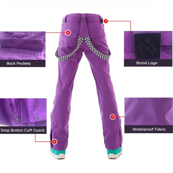 Women's SMN Highland Bib Ski Pants Neon Pink - Picture 15 of 16